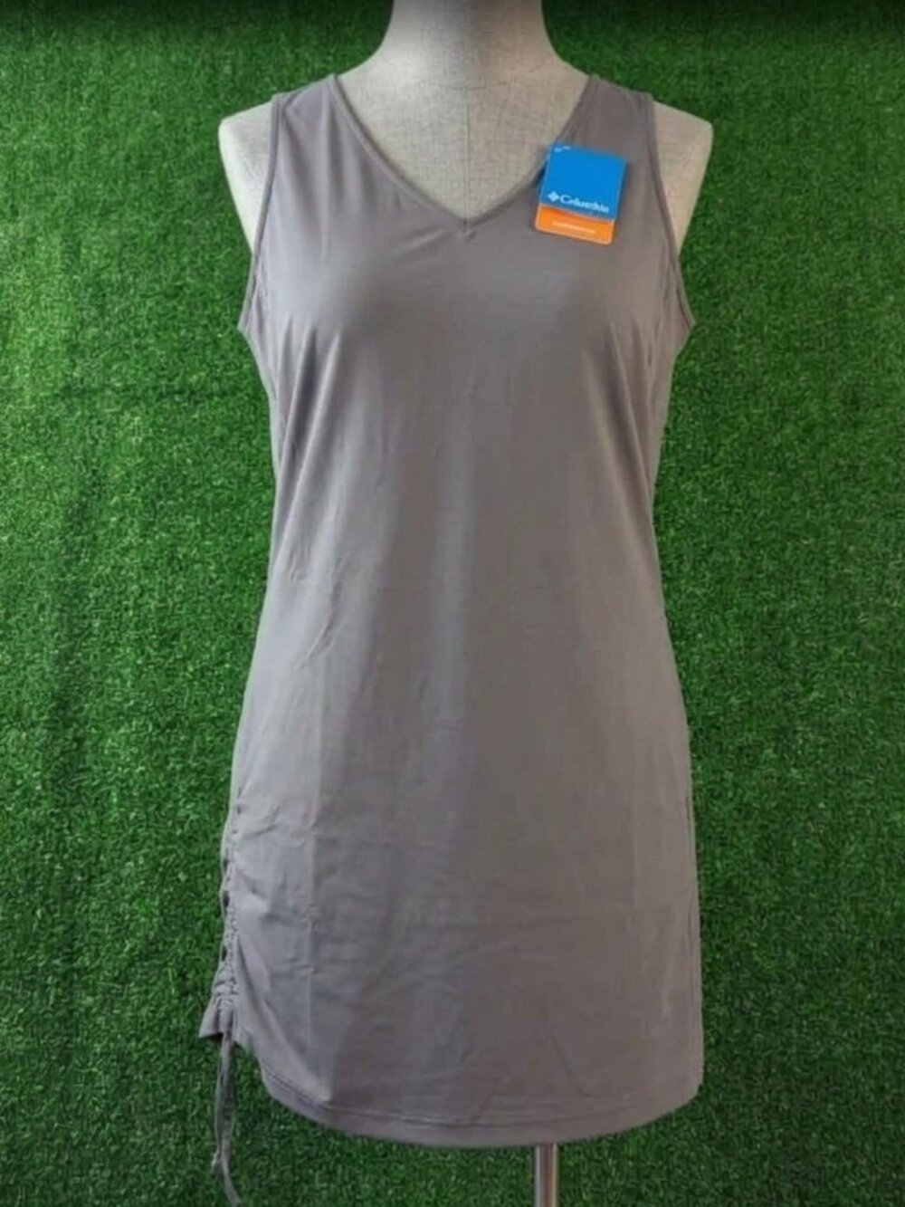 Columbia Anytime Casual III Dress Women's 3X Plus Gray V Neck Drawstring NWT